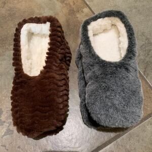 Women’s Faur Fux Slipper Socks with Grippers 2 pcs for $10